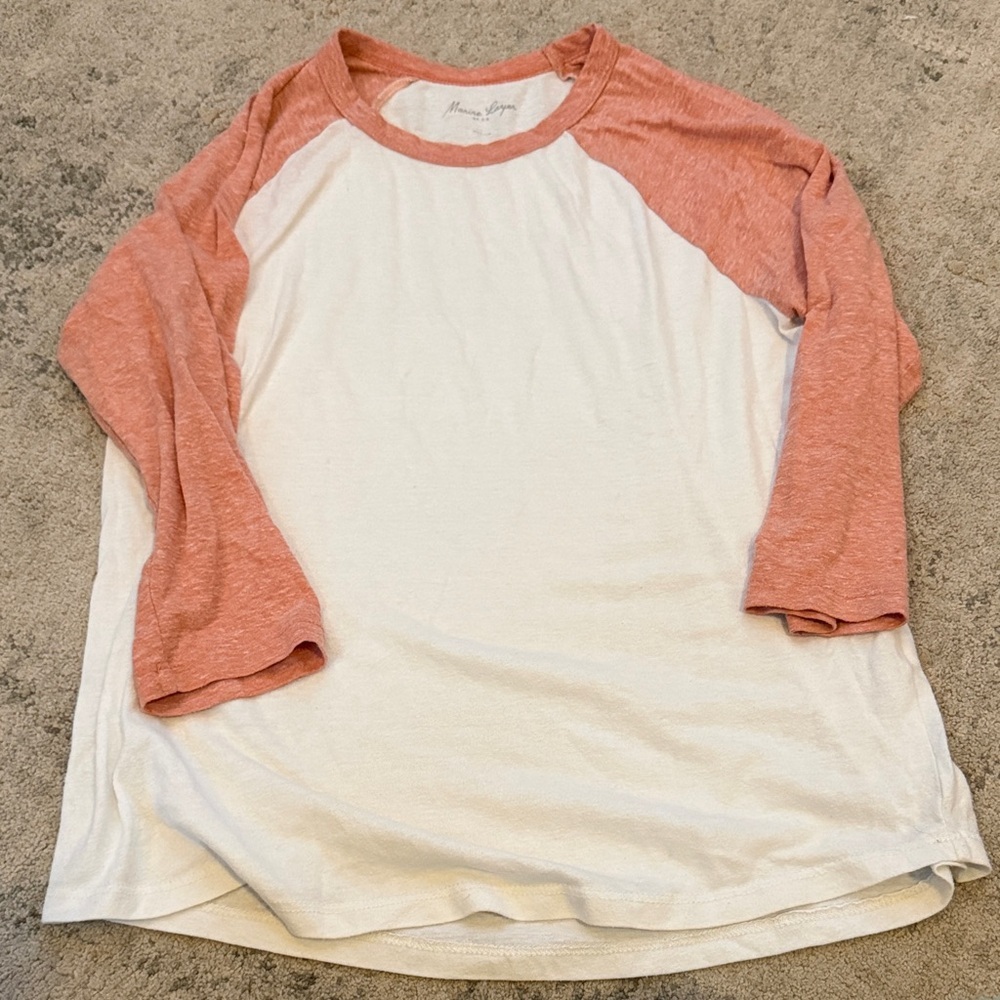 Marine Layer Peach and Cream Raglan Tee